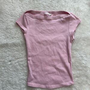 Zara Light Pink Boatneck Short Sleeve Tee